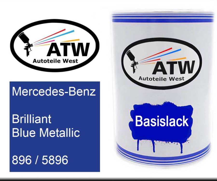 Mercedes-Benz, Brilliant Blue Metallic, 896 / 5896: 500ml Lackdose, von ATW Autoteile West.